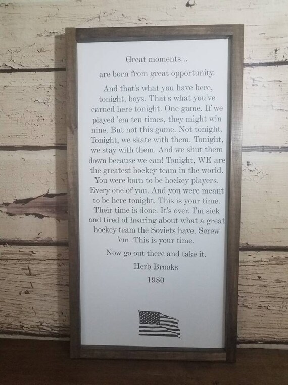 Herb Brooks speech USA Hockey Team 1980 Olympics Hockey Etsy