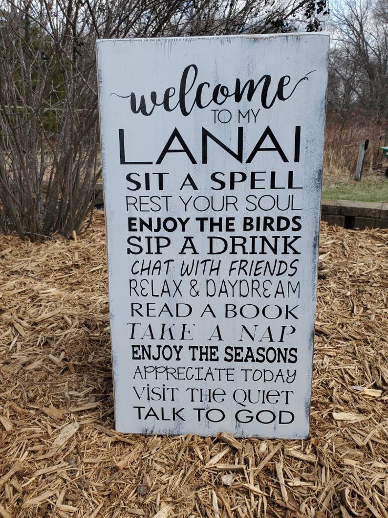 Welcome to my lanai sign Rustic Lanai Sign | Etsy