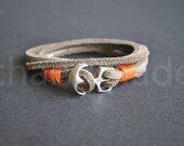 Sand grey leather anchor mens nautical bracelet sailor bracelet anchor wristband pulsera hombre anker armband fish hook bracelet