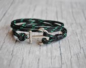 Black wrap paracord anchor mens nautical bracelet sailor bracelet anchor wristband pulsera hombre anker armband fish hook bracelet