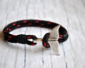 Black - fuchsia whale tail mens paracord nautical bracelet nautical wristband nautische armband pulsera hombre dolphin tail bracelet