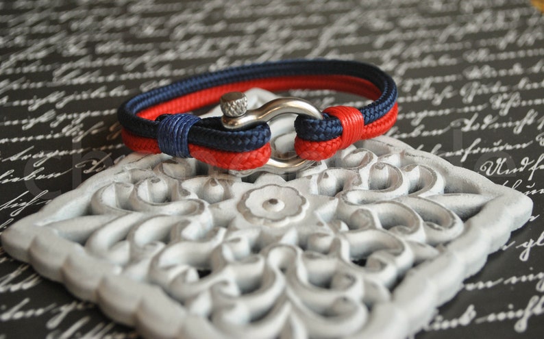 Mens paracord nautical stainless steel shackle bracelet nautical wristband pulsera hombre sailing bracelet survival bracelet