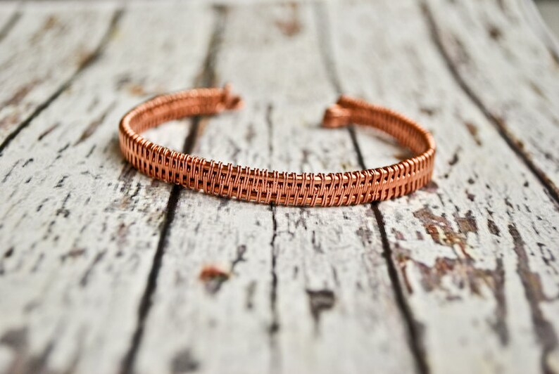 Mens raw copper wire wrapped cuff bangle bracelet unisex copper bracelet copper bracelet mens copper bracelet pulsera cobre