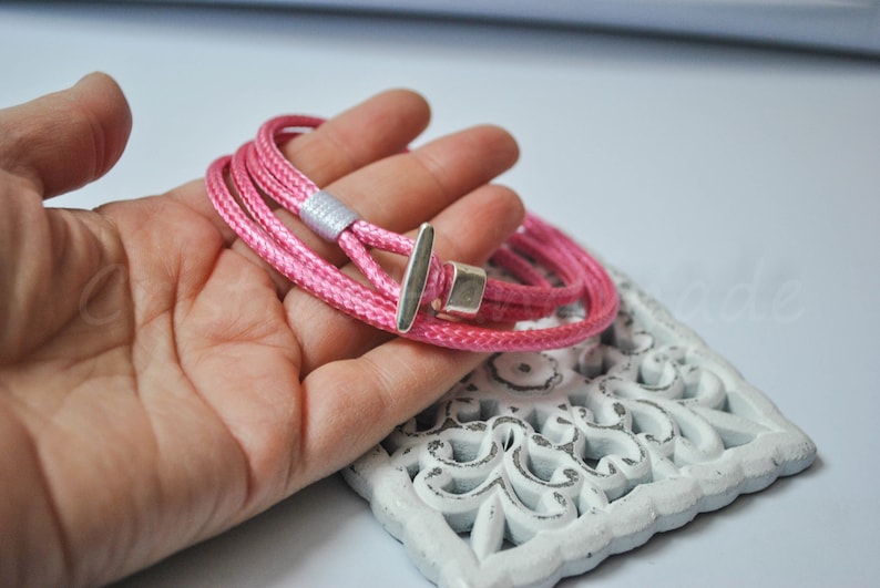 cord bracelet Hook bracelet pink color Unisex anchor bracelet anchor male bracelet nautical bracelet mens bracelet