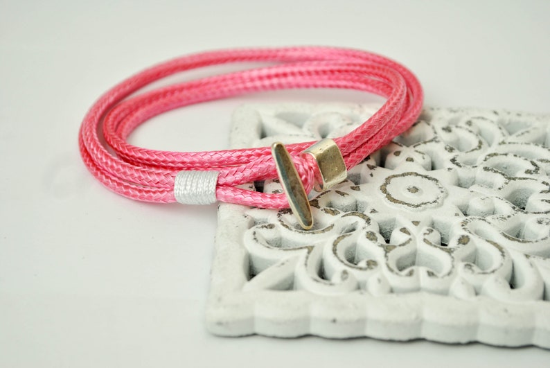 cord bracelet Hook bracelet pink color Unisex anchor bracelet anchor male bracelet nautical bracelet mens bracelet