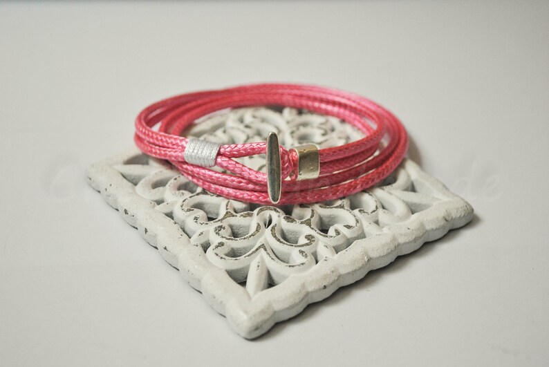 cord bracelet Hook bracelet pink color Unisex anchor bracelet anchor male bracelet nautical bracelet mens bracelet