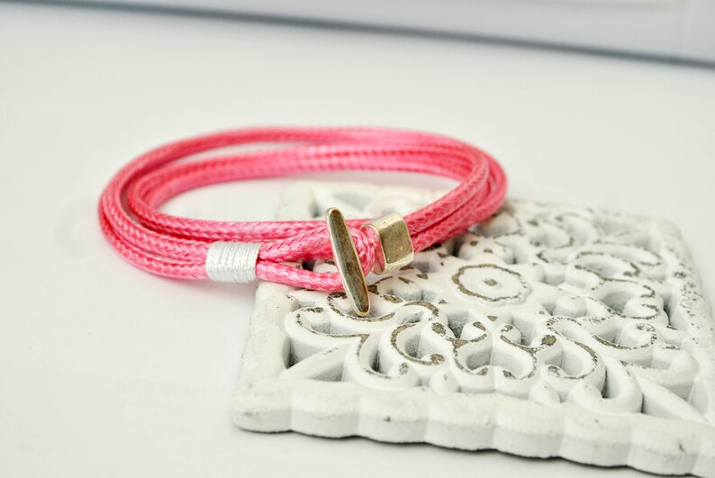 cord bracelet Hook bracelet pink color Unisex anchor bracelet anchor male bracelet nautical bracelet mens bracelet