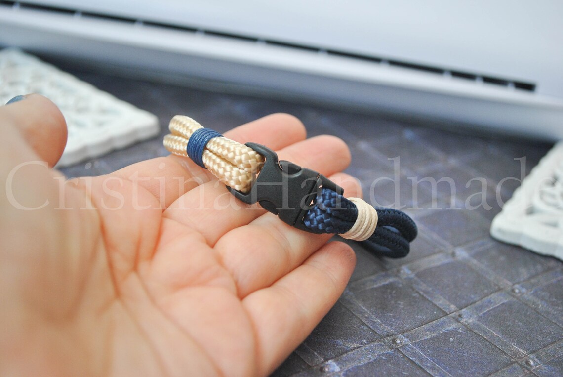 Sailor Knot Nautical Bracelet Mens Bracelet Blue Beige Etsy