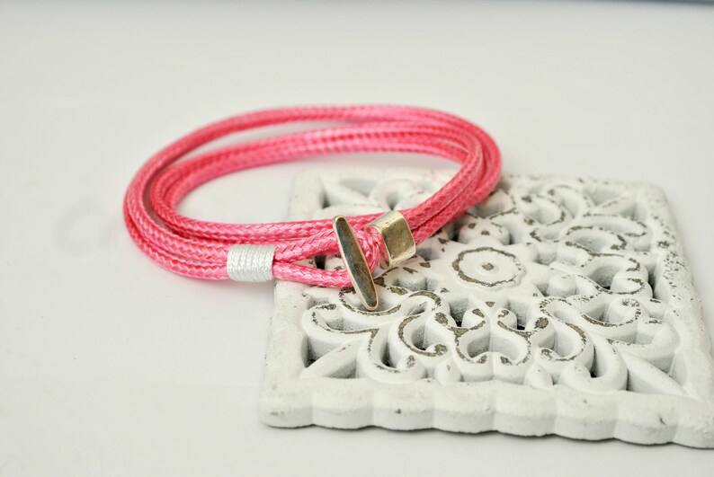 cord bracelet Hook bracelet pink color Unisex anchor bracelet anchor male bracelet nautical bracelet mens bracelet