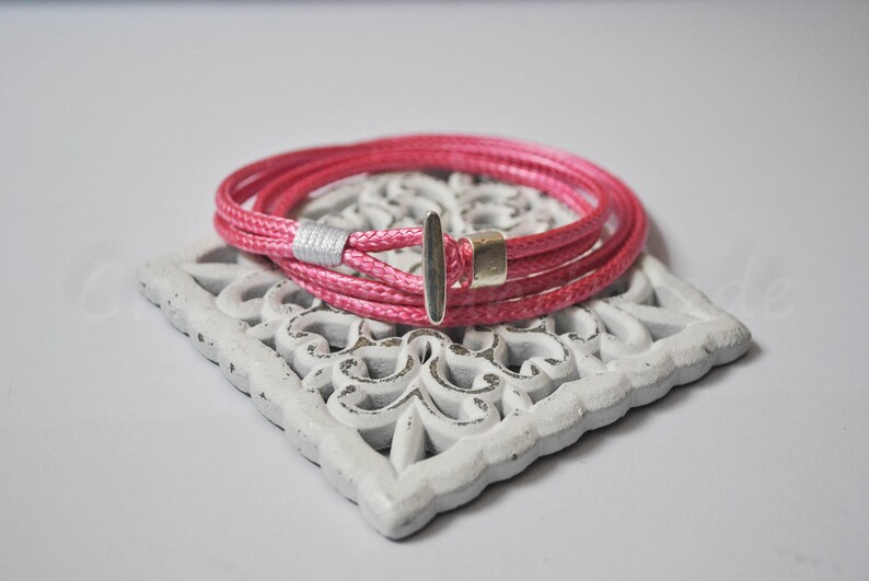cord bracelet Hook bracelet pink color Unisex anchor bracelet anchor male bracelet nautical bracelet mens bracelet