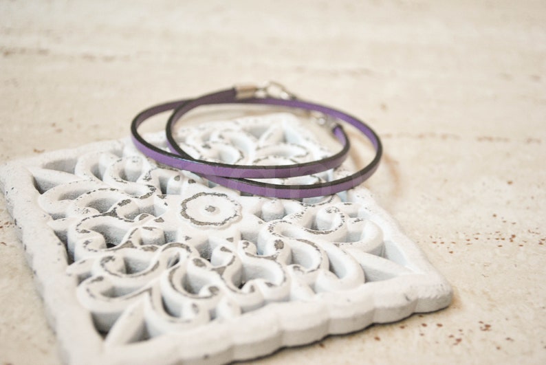 Light Purple lilac wrap Simple leather unisex bracelet minimalist leather bracelet pulsera cuero unisex simple leather wristband