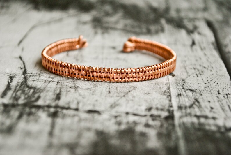 Mens raw copper wire wrapped cuff bangle bracelet unisex copper bracelet copper bracelet mens copper bracelet pulsera cobre