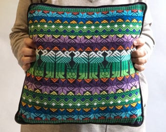 Guatemalan Pillow, Bohemian Pillow, Boho pillow, Gypsy Pillow / Multicolored Embroidered Pillow