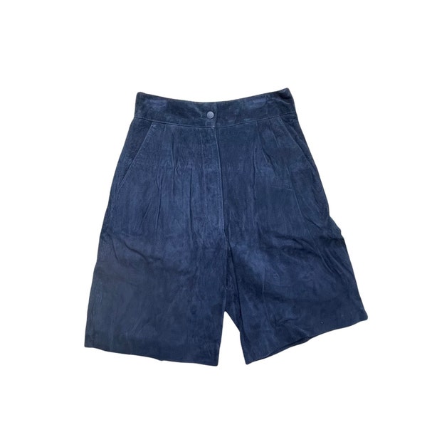 Vintage Women's Wilson's Navy-Blue Suede Shorts, Size 10 Deadstock