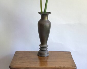 Tall Solid Brass Vase, Large Brass Vase