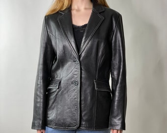 Vintage Leather Coat \u2013 90s Leather Blazer