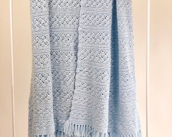Artisan Work Decorative Geometric Pattern Oversize Throw Twin-TwinXL Bedspread Kenshō Turkish Cotton Handwoven Thick Oversize Blanket with Fringe