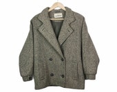 Vintage 80 39 s Mackintosh Batwing Grey Woven Wool Tweed Coat