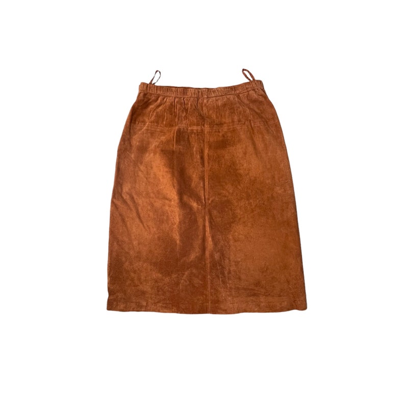 Vintage Terry Lewis Rust Brown Suede Lined Mini Skirt, Size 14 image 1