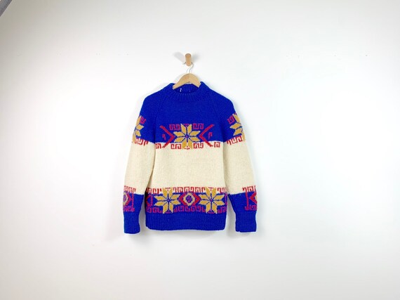 Vintage 80's Cobalt Blue Wool Nordic 