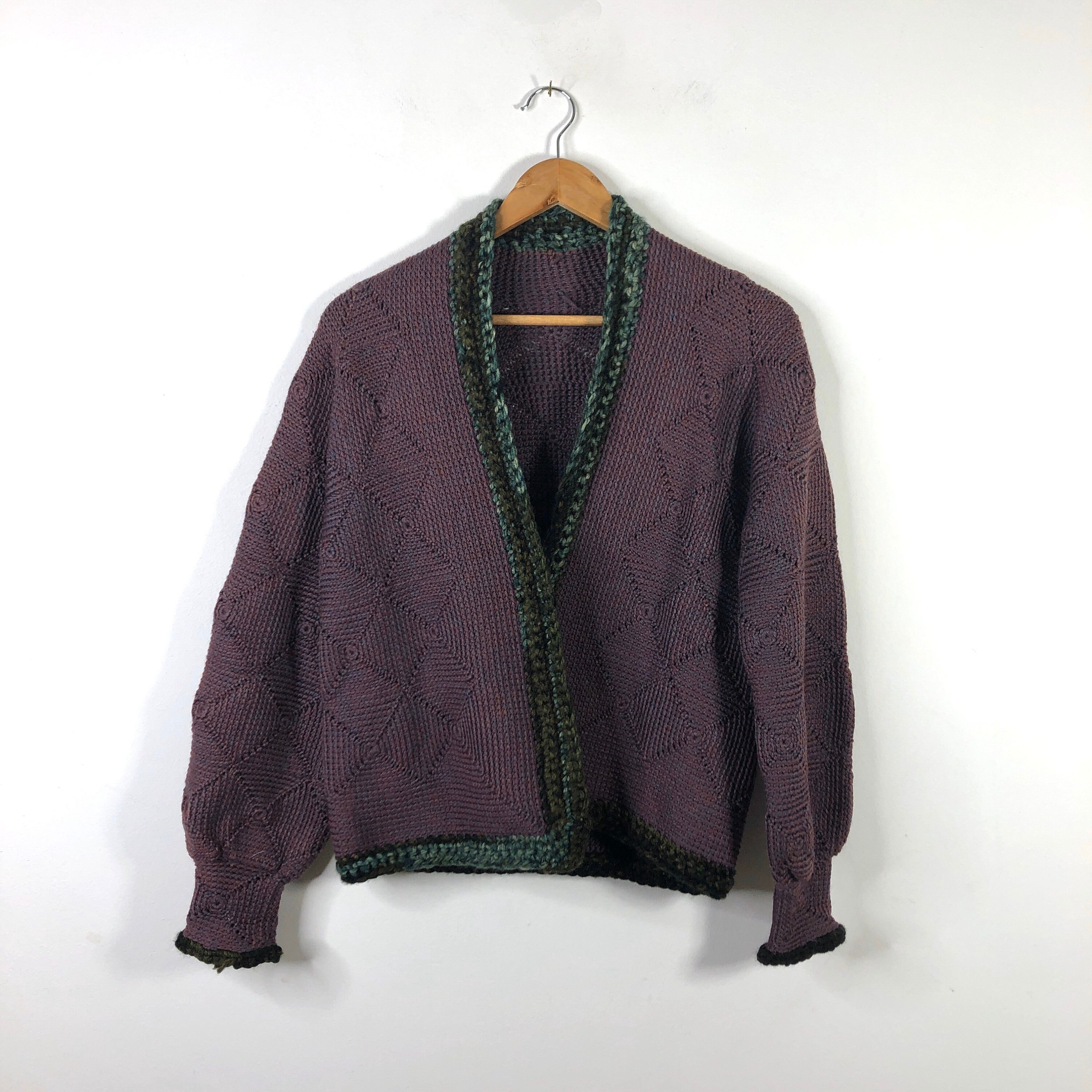 Vintage Wool Plum Purple Cardigan 
