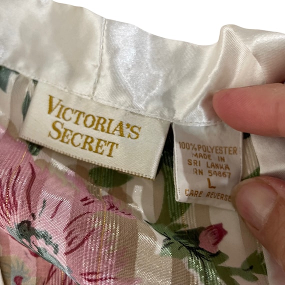 Vintage Victoria Secret Gold Label Satin Pink Flo… - image 2