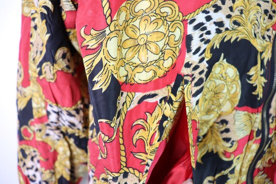 Vintage 90's EVR Silk Red Chains Tassle Bomber Ja… - image 5