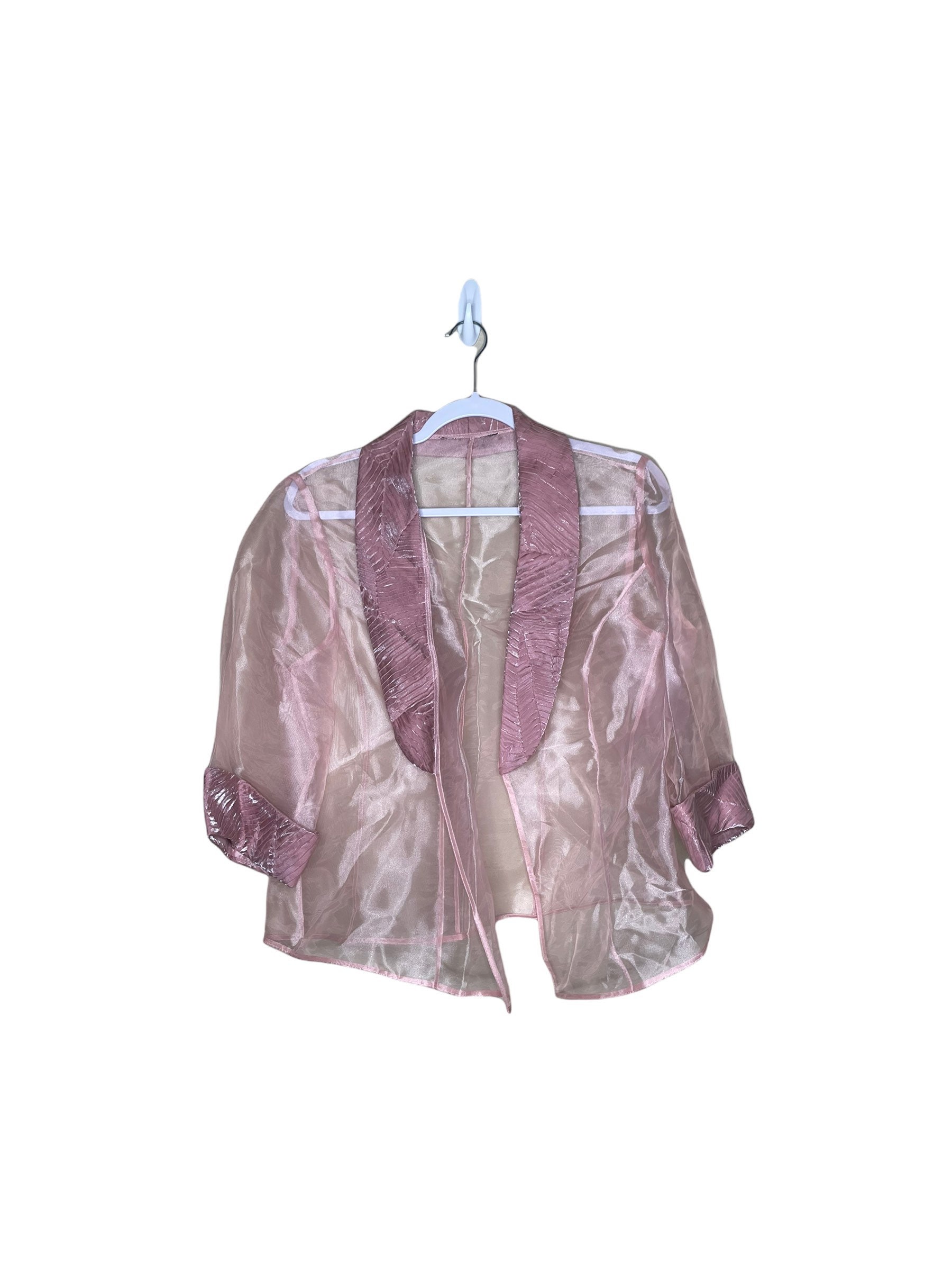 Vintage Pink Sheer Organza Jacket XL - Etsy