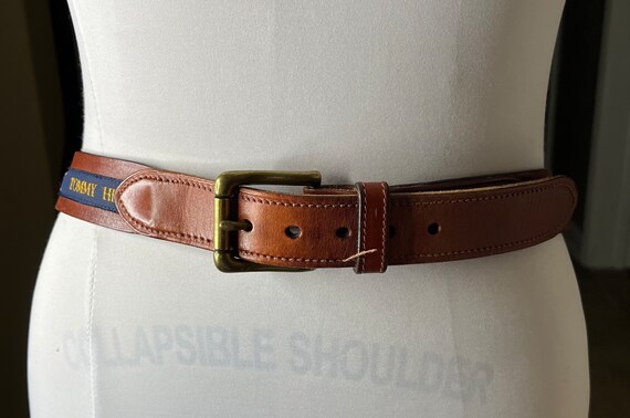 Vintage Tommy Hilfiger Brown Leather Flag Belt, 36 - image 4