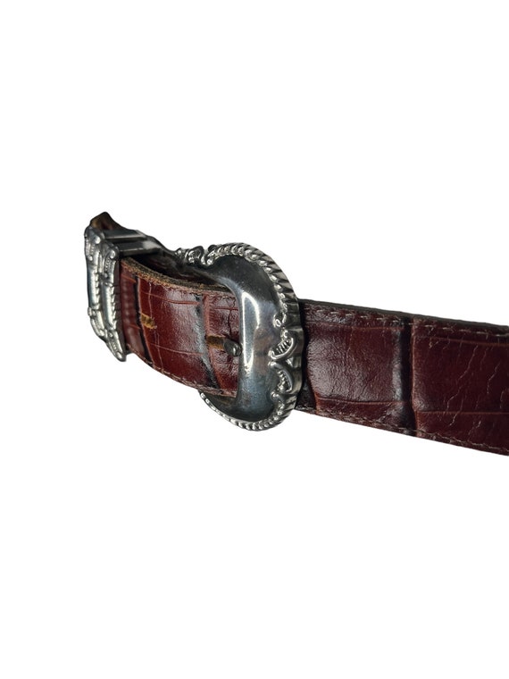 3D DDD Brown Crocodile Embossed Leather Silver Co… - image 9