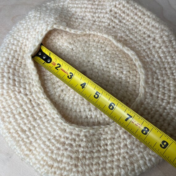 Vintage 70's White Cream Wool Handknit Crochet Be… - image 7