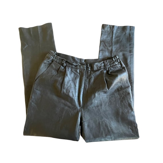 Vintage Donna Lepure Black Leather Pants Pleated,… - image 1