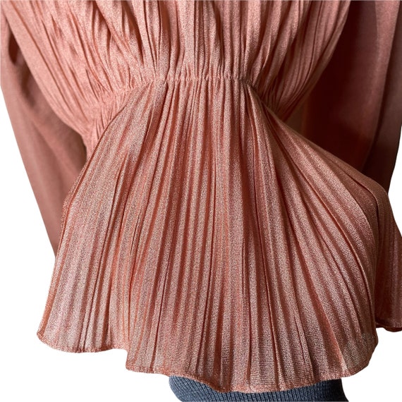 Vintage 70's Nancy Greer Peach Sheer Pleated Disc… - image 8