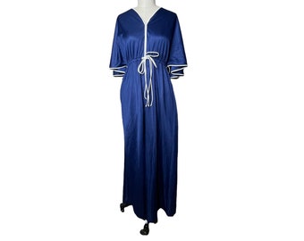 Vintage Vanity Fair Lounger Angel Sleeve Satin House Robe Hostess Gown Size S