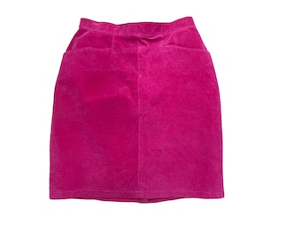 Vintage 90's Bagetelle Hot Pink Suede Mini Skirt, Size 10