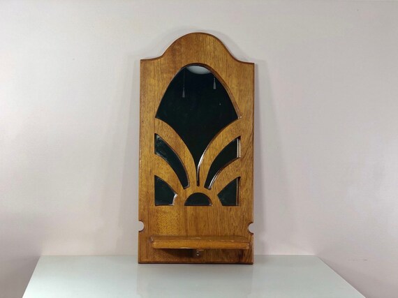 Vintage Wooden Mirror With Shelf Entryway Mirror Foyer Etsy