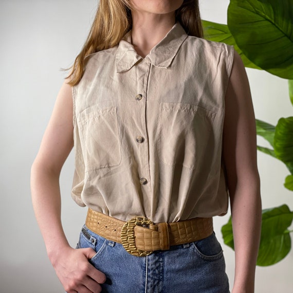 Steven Cream Button Down Puff Sleeve Top