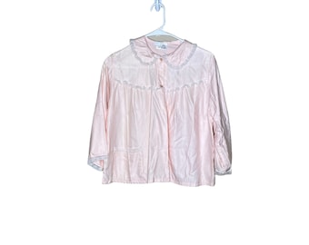 Vintage Nanette Undies Pink Satin Peignoir Nightshirt Bed Jacket, Size M