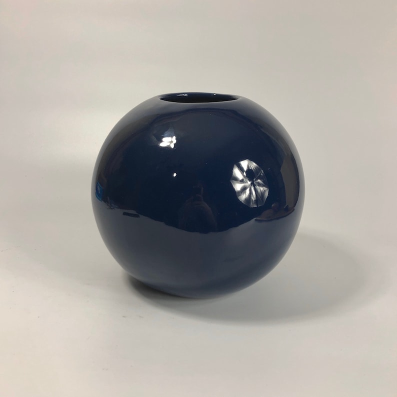 Vintage 80/'s Memphis Design Style Round Ceramic Sphere Vase