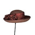 Vintage 90's Brown Wool Bowler Hat with Velvet Burnout Bow