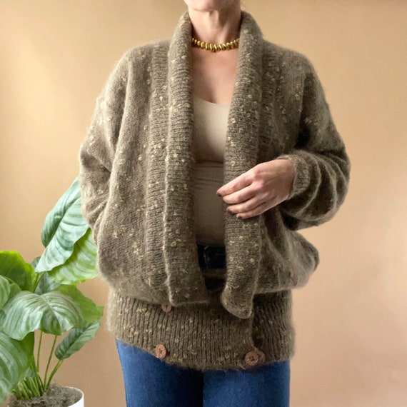 Vintage 80's Brown Mohair Long Open Balloon Sleeve