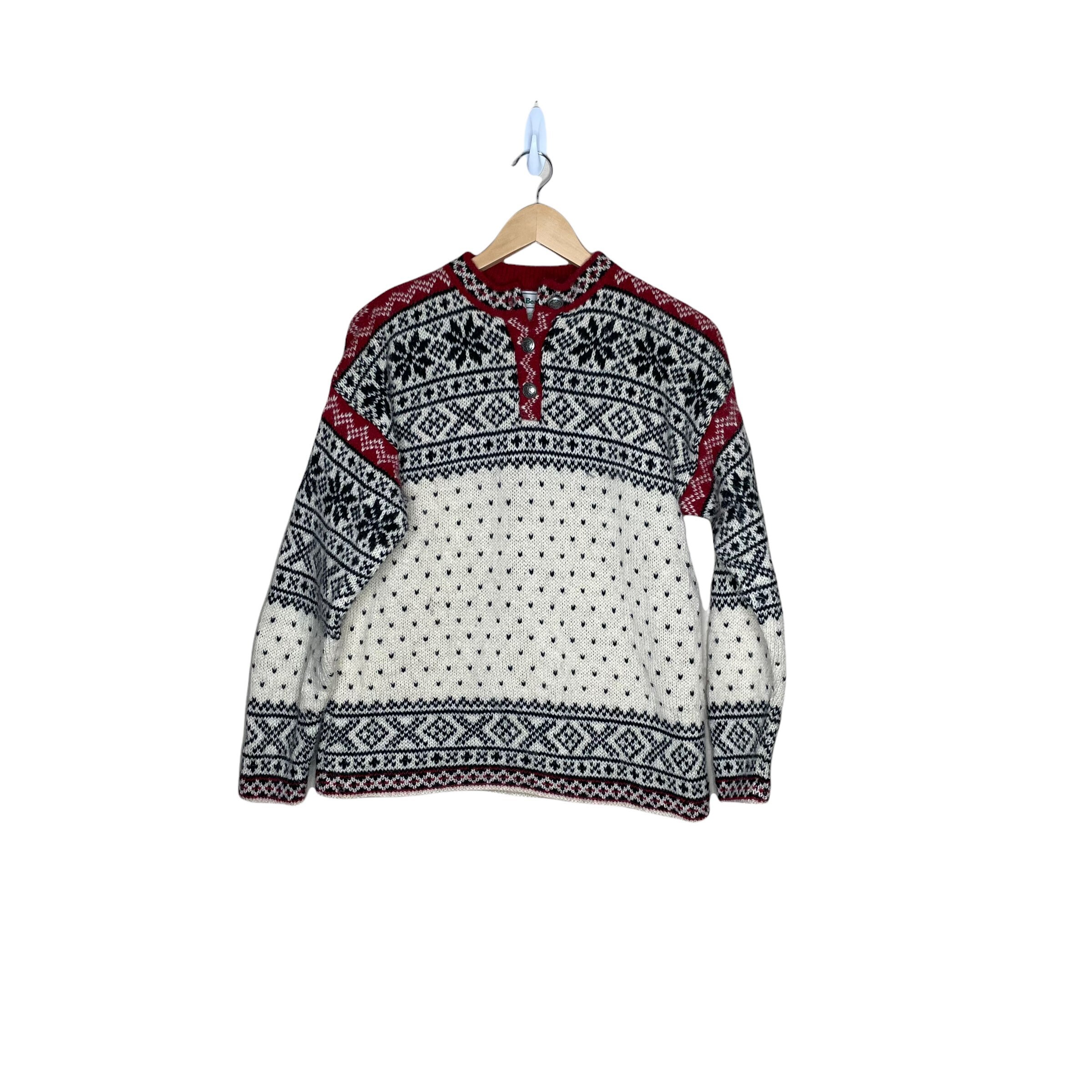 Red Nordic Snowflake Wool Sweater Size 