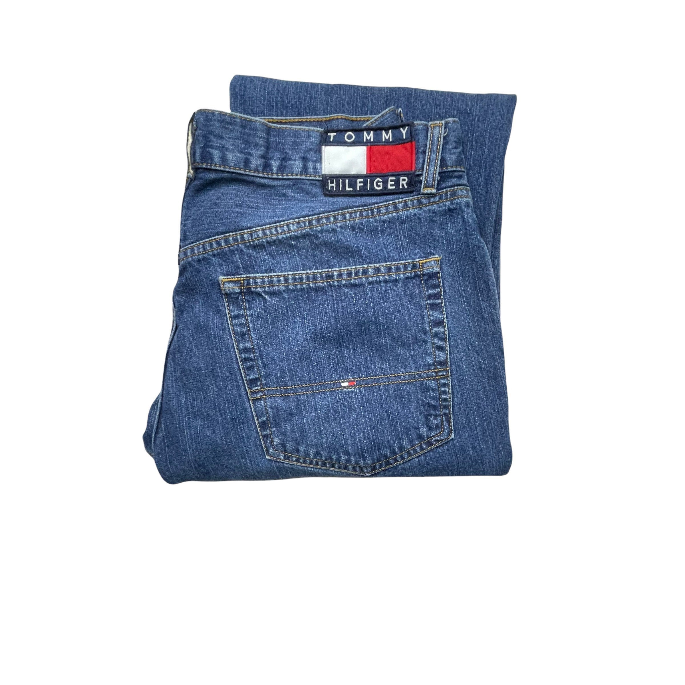 Vintage 90 s Men s Tommy Hilfiger Denim Jeans Flag Patch Size 34 Etsy