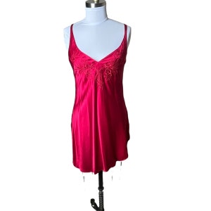 Victoria Secret Gold Label Slip Dress Red 100% Silk Short Mini Vintage Small image 2