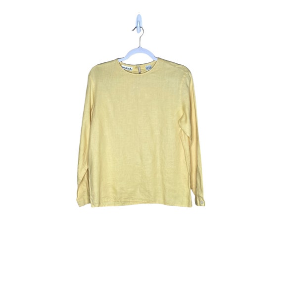 Vintage Anne Klein II Buttercream Yellow Linen Mi… - image 1