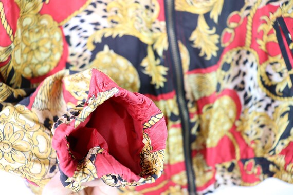 Vintage 90's EVR Silk Red Chains Tassle Bomber Ja… - image 2