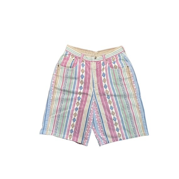 Vintage 90's Zena Pastel Pink Multicolored Stripe… - image 1