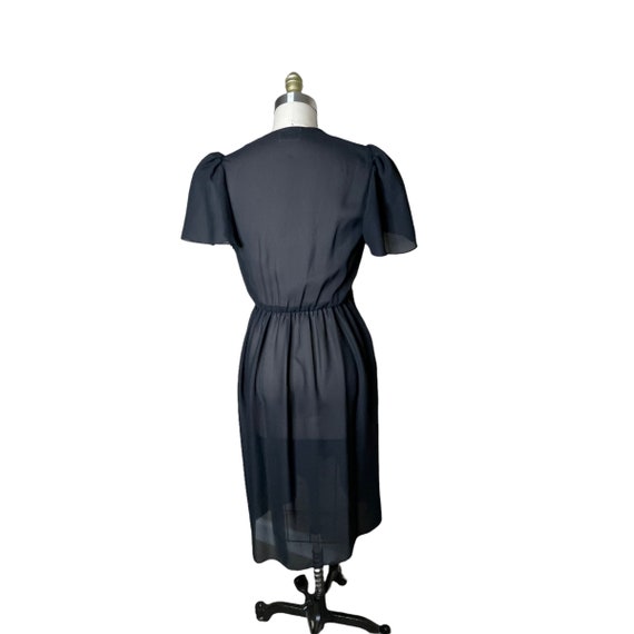 Vintage Samuel Blue Black Sheer Chiffon Wrap Dres… - image 4