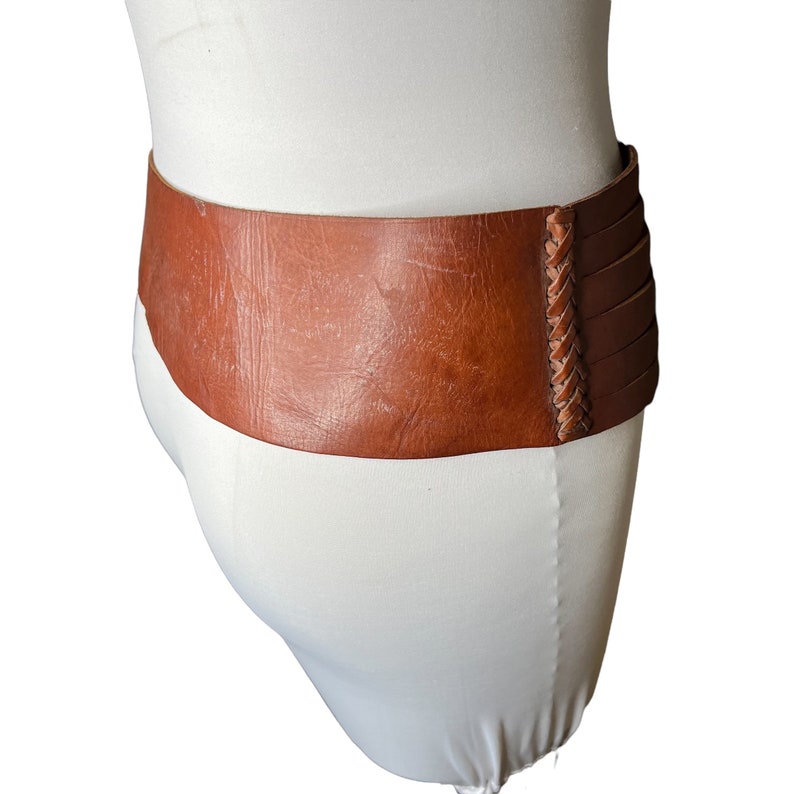 Vintage 70's Wide Brown Leather Belt, 32 image 2