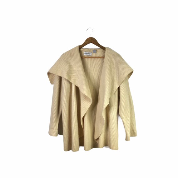 Vintage Cream Lambswool Angora Shawl Collar Cardig
